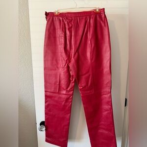 Clio Red Leather Pants